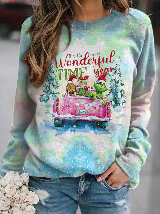 Women's Vintage Grnicmas Christmas Raglan Long Sleeve Top