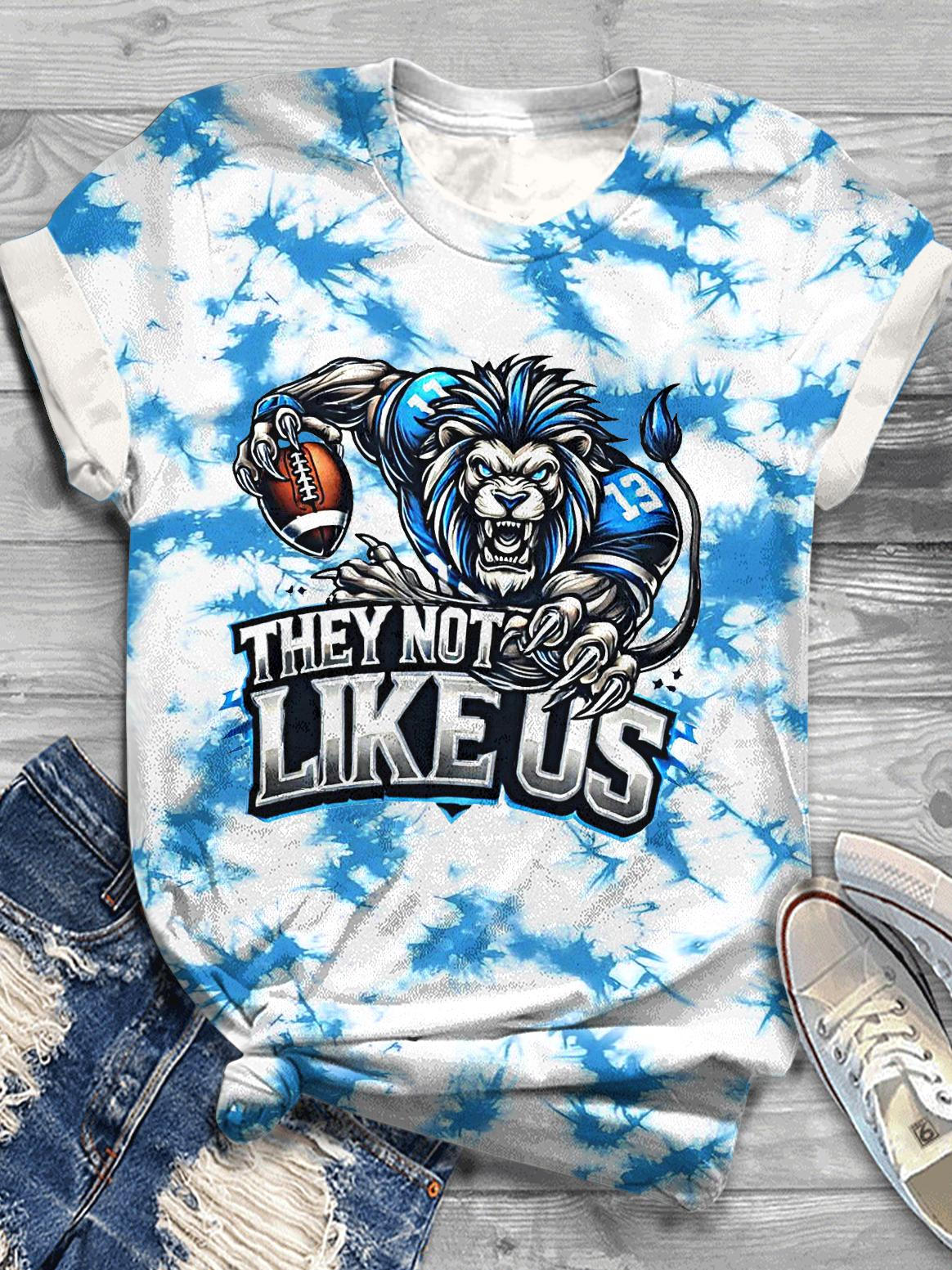 Women's Lions Mascot Print Crew Neck T-shirt