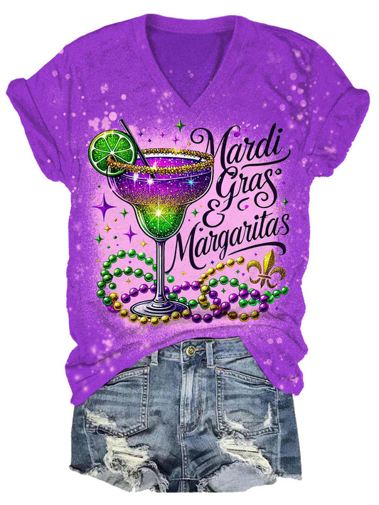 Mardi Gras Holiday Party Cocktail Print Casual T-Shirt