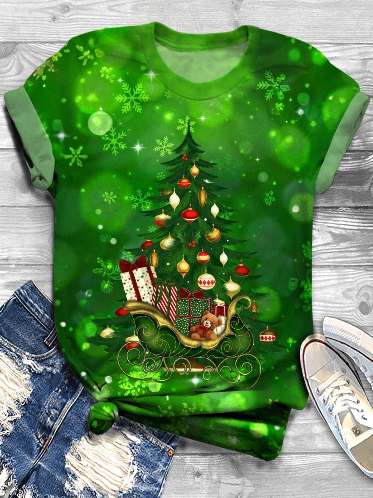 Sleigh With Christmas Gifts Crew Neck T-shirt