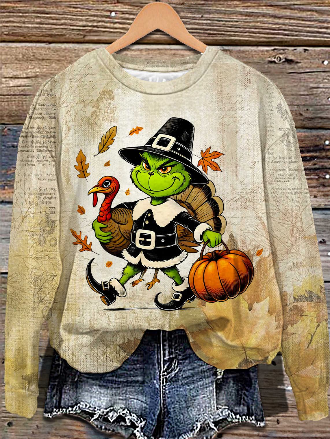 Funny Christmas Movie Thanksgiving Turkey Printed Long Sleeve Casual Top