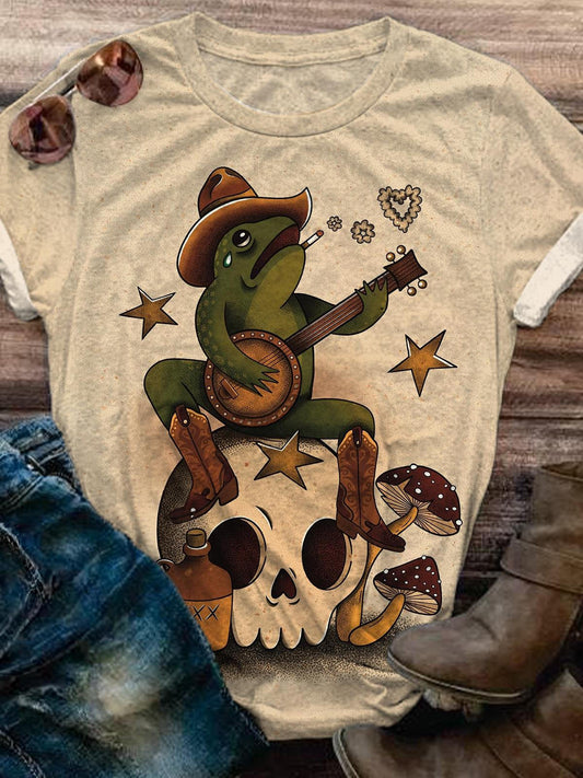 Lonely Cowboy Print Crew Neck T-shirt