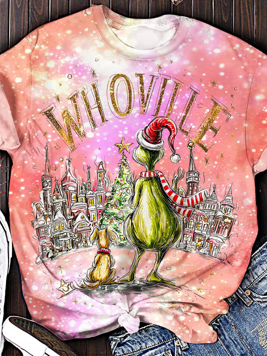 Christmas Grinch Printed Crew Neck T-shirt