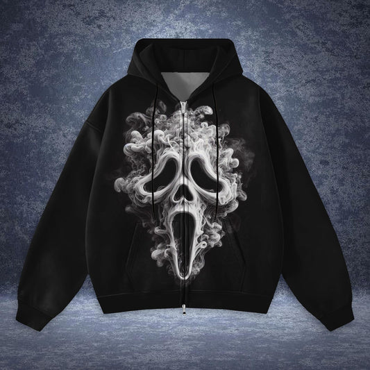 Halloween Print Zippered Sweatshirt Jacket