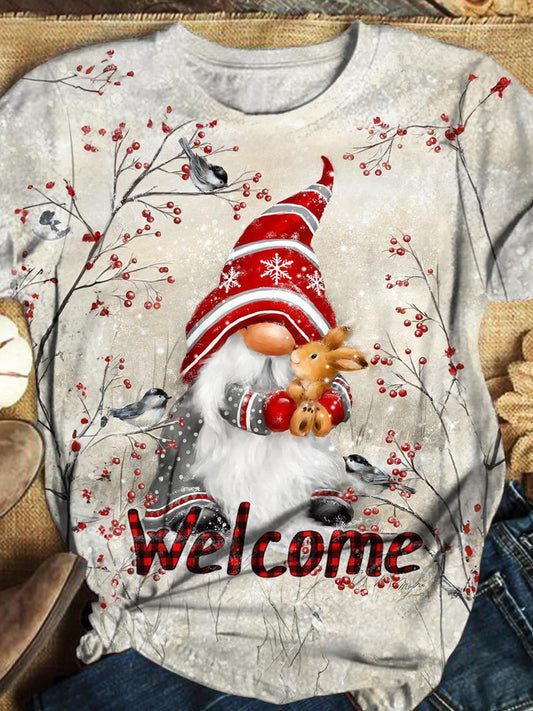 Festive Winter Gnome Crew Neck T-shirt