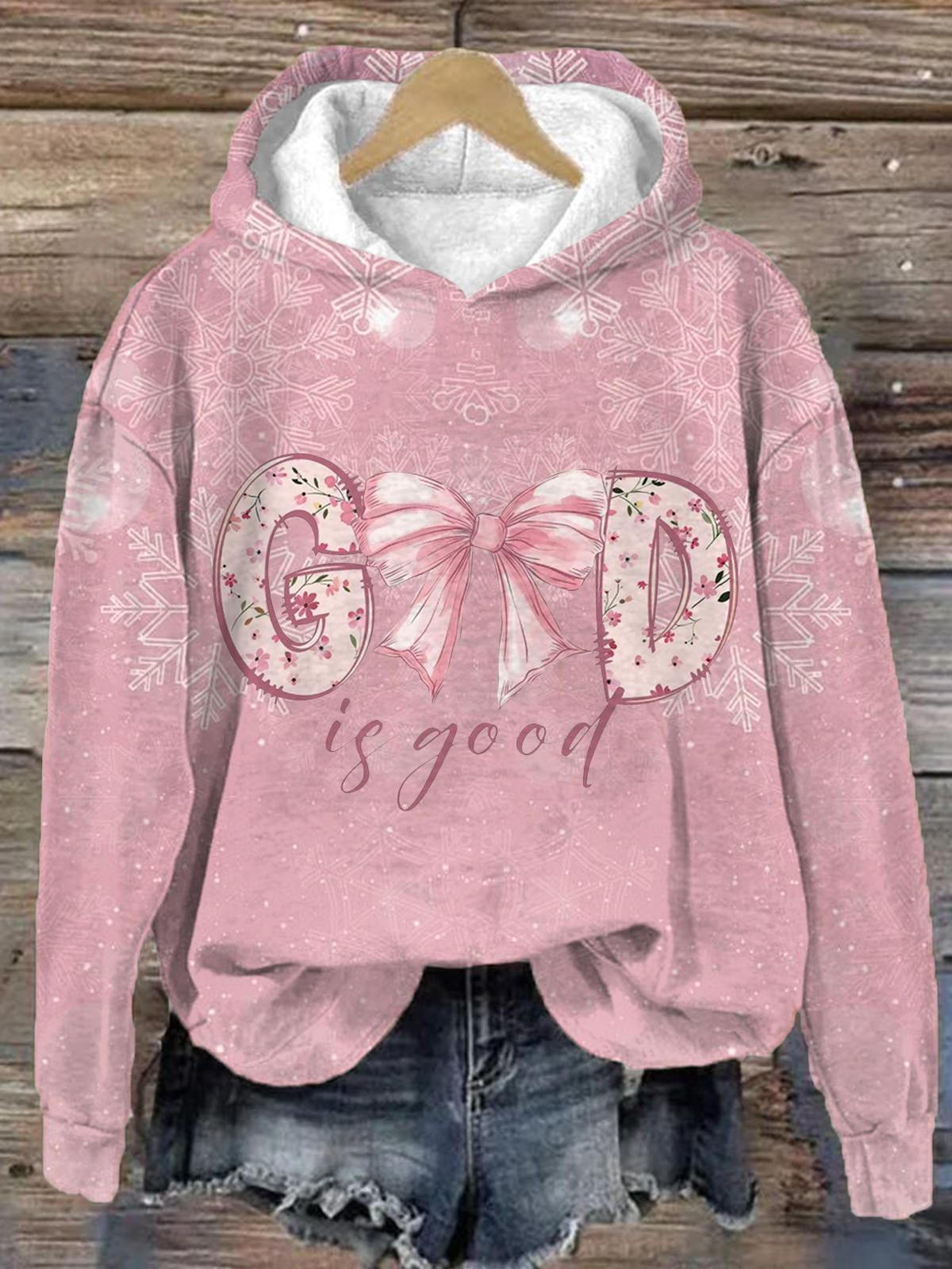 God Is Good Long Sleeve Printed Hoodie