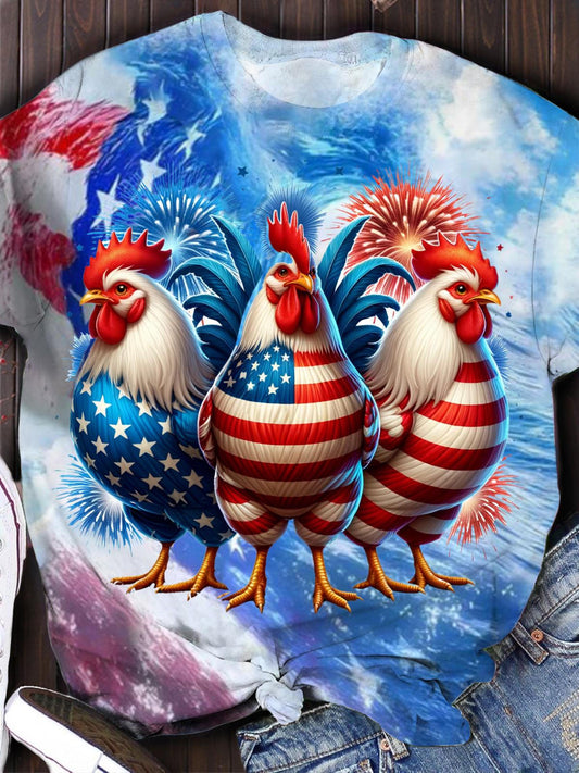 Patriotic USA Chicken Crew Neck T-shirt