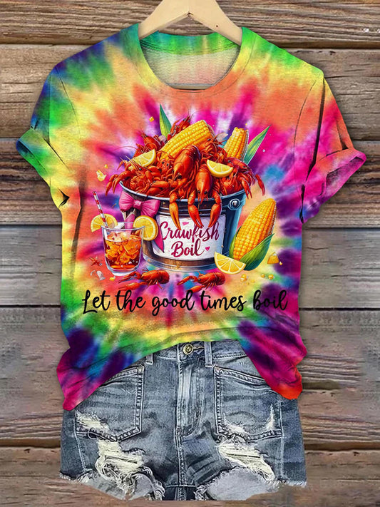 Crawfish Season Tie Dye Crew Neck T-shirt