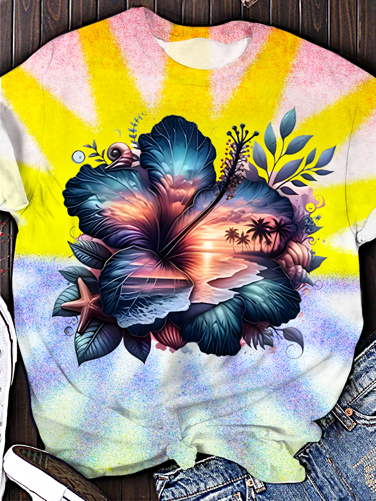 Summer Beach Crew Neck T-shirt