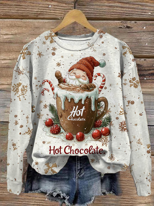 Women's Hot Chocolat Round Neck Long Sleeve Top