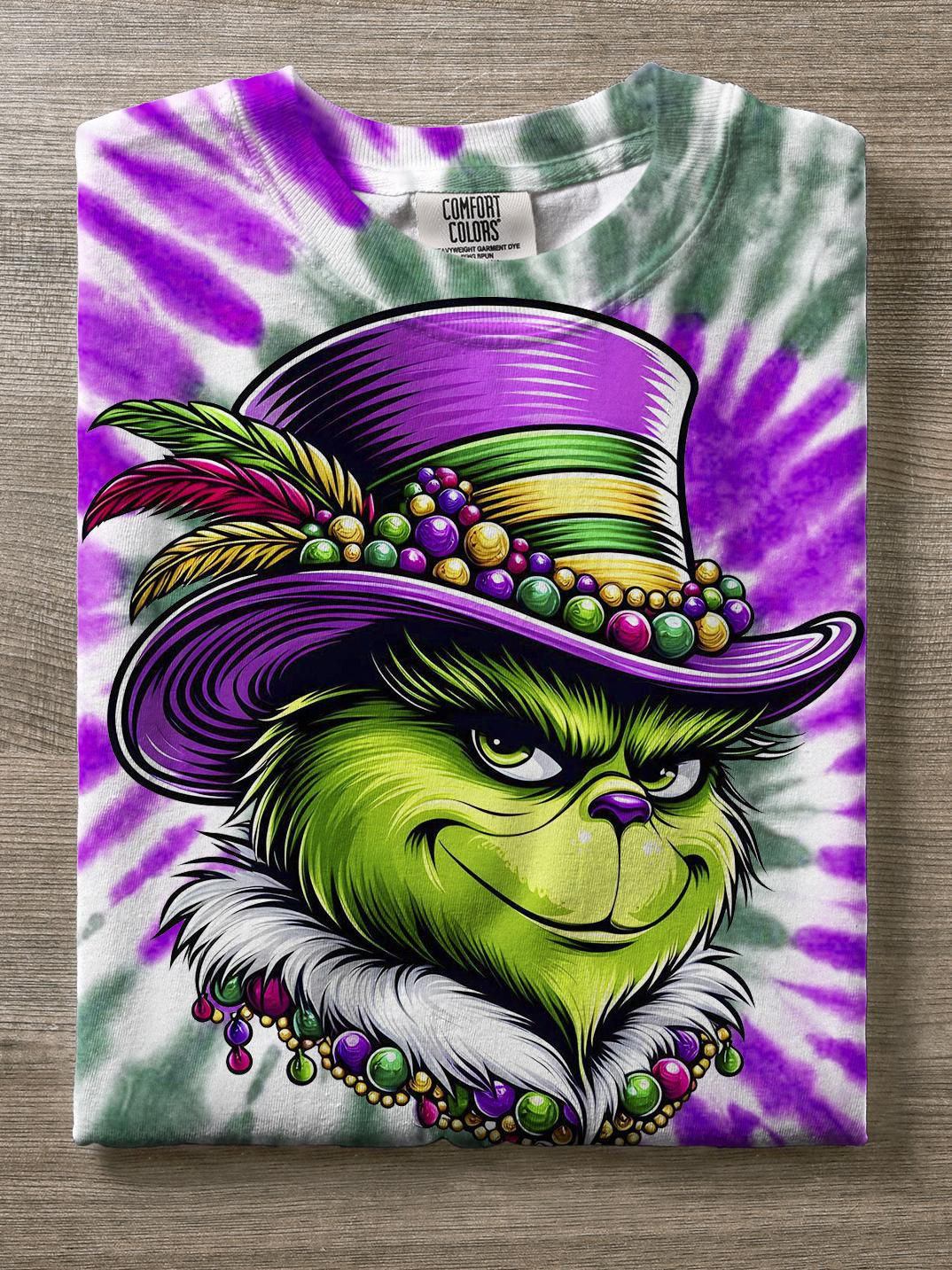 Mardi Gras Festival Hat Feather Character Print T-Shirt