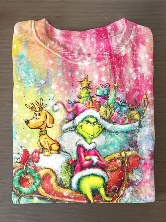 Grinch Christmas Printed Long Sleeve Casual Top