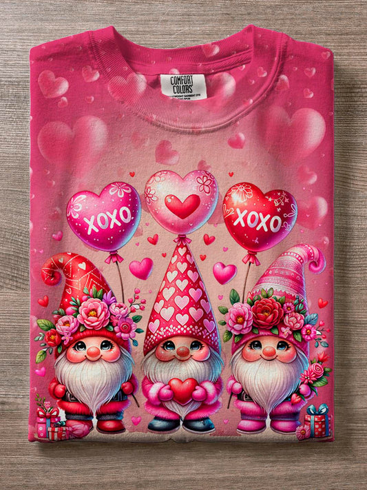 Valentines Cute Gnomes Crew Neck T-shirt