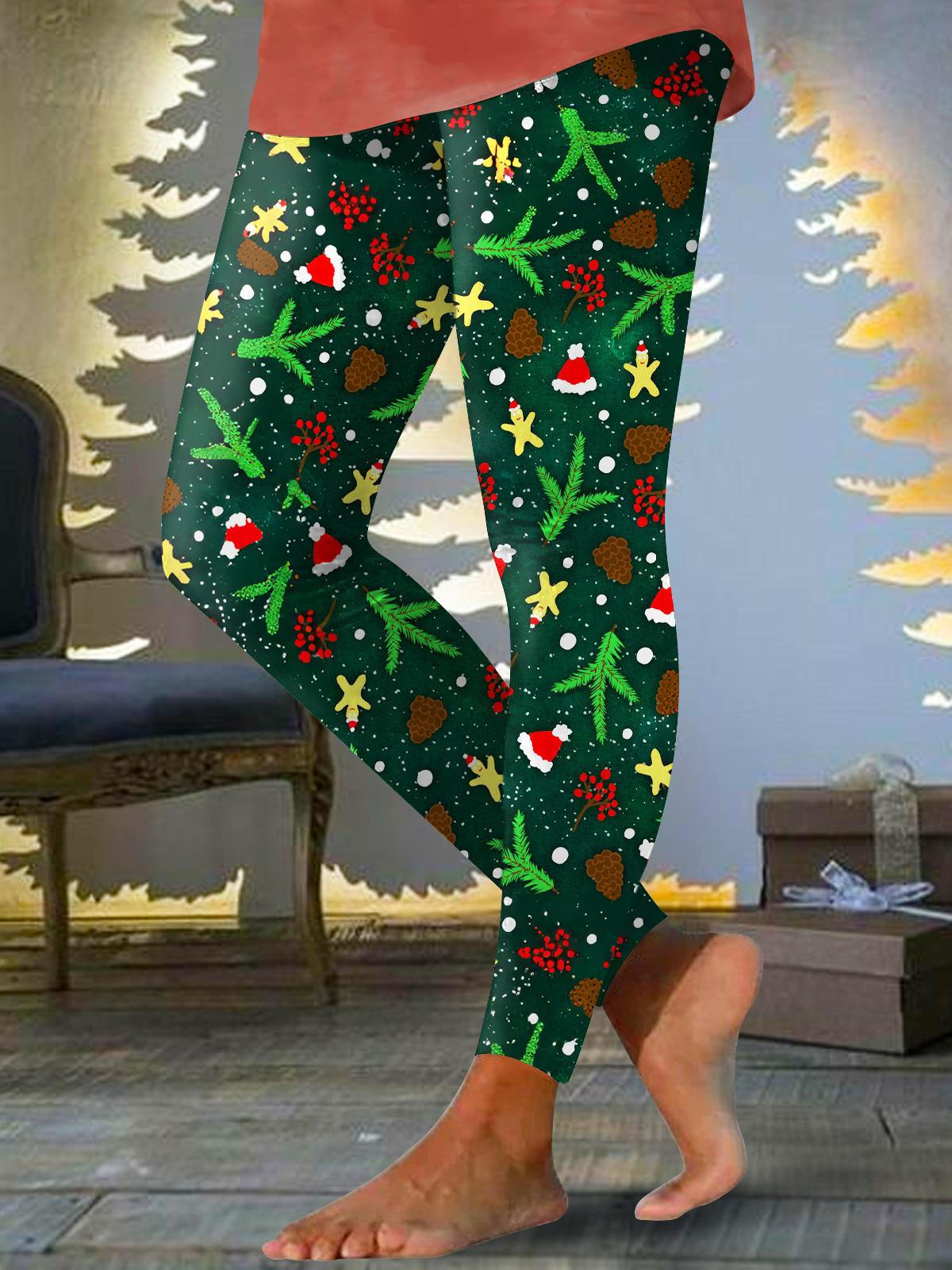 Women's Christmas Pinecone Print Leggings