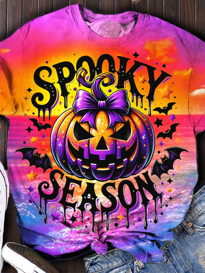 Spooky Season Print Crew Neck T-shirt