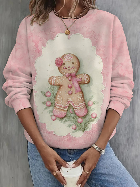 Cute Christmas Cookie Long Sleeve Casual Top