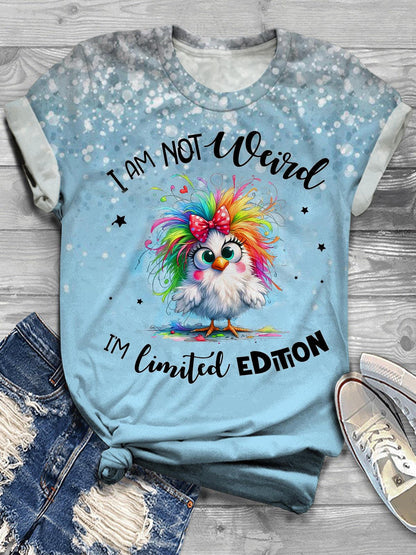 I Am Not Weird Chicken Gradient Print Casual T-shirt