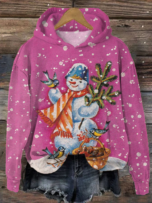 Women's Christmas Snow Print Long Sleeve Top