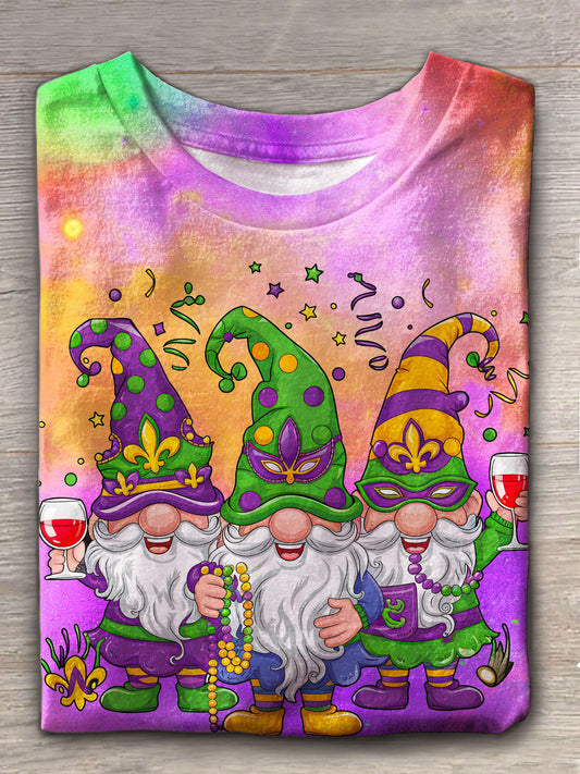 Mardi Gras Gnomies Crew Neck T-shirt