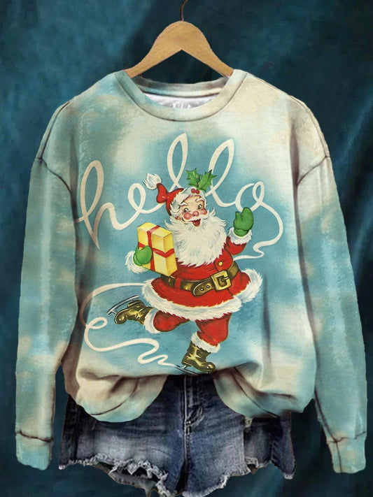 Christmas Santa Claus Funny Print Long Sleeve Top