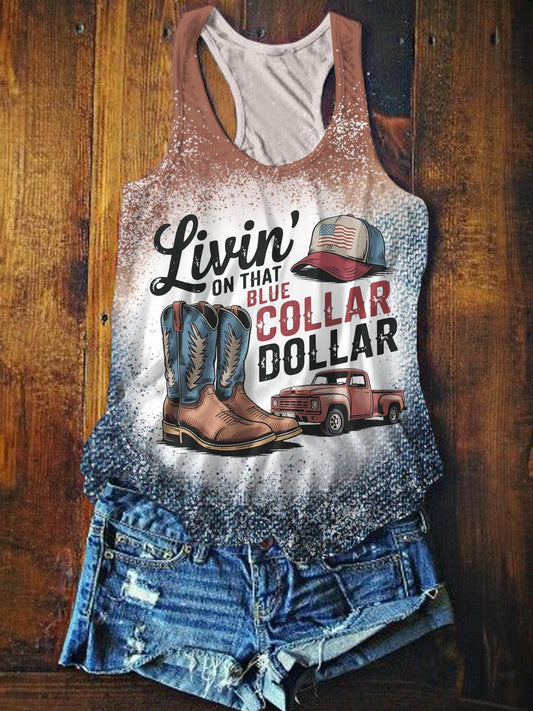 Retro Western Cowboy Print Casual Tank Top