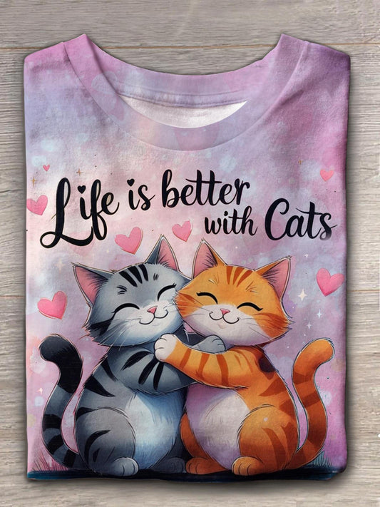 Like Is Better With Cats Crew Neck T-shirt