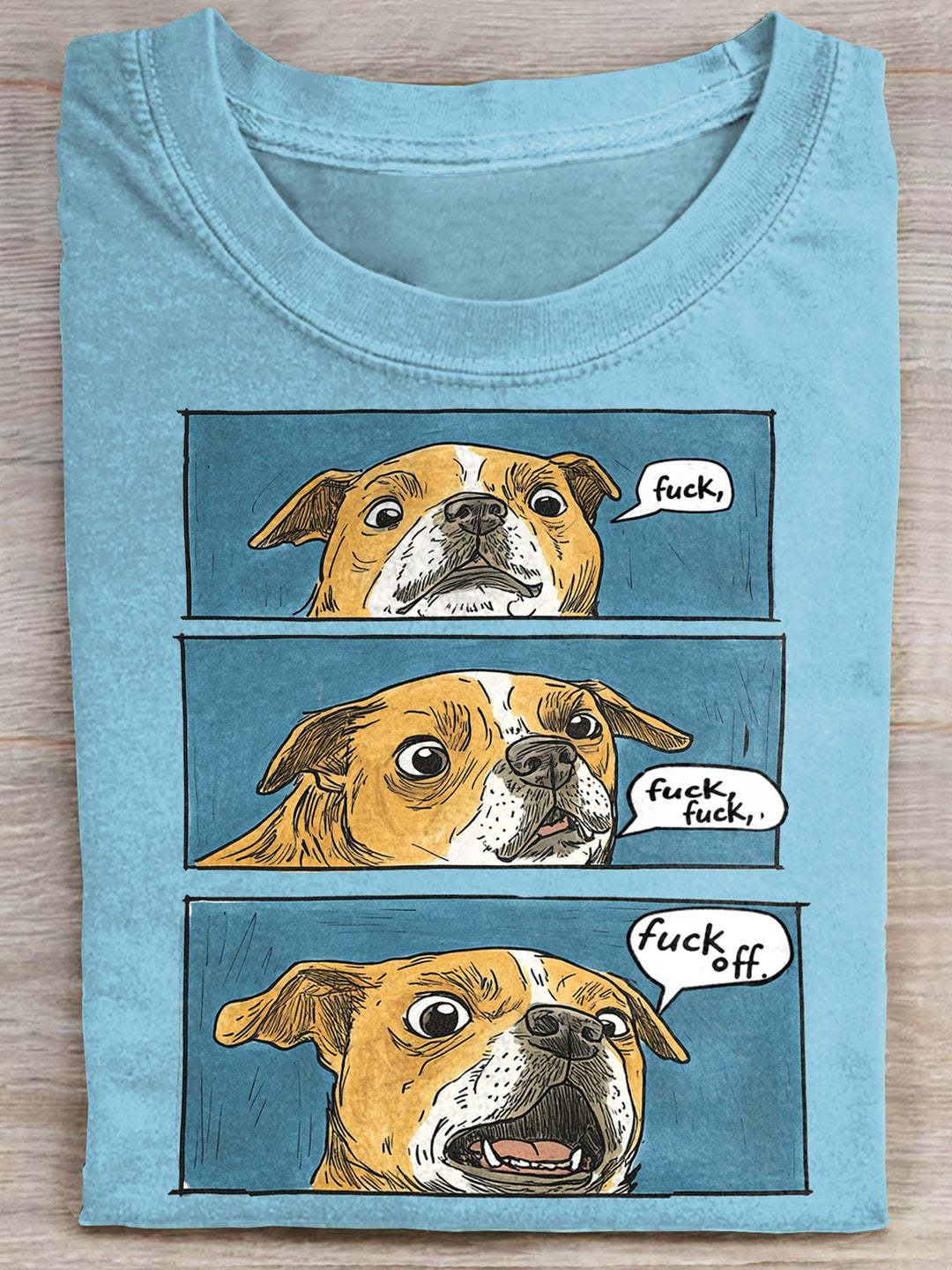 Cute And Funny Puppy Print Crew Neck T-shirt