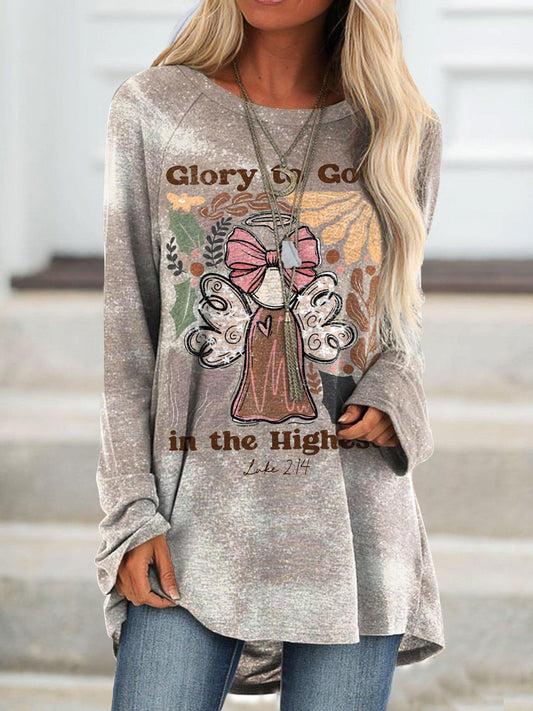 Glory to God Faith Long Sleeve Printed Top