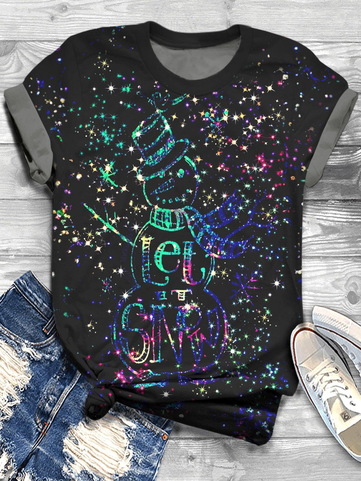 Let It Snow Christmas Crew Neck T-shirt