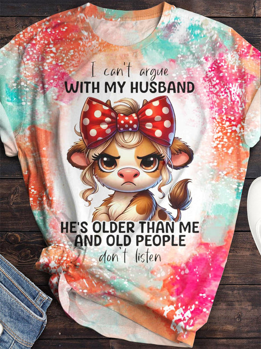 Funny Calf Printed Crew Neck T-shirt