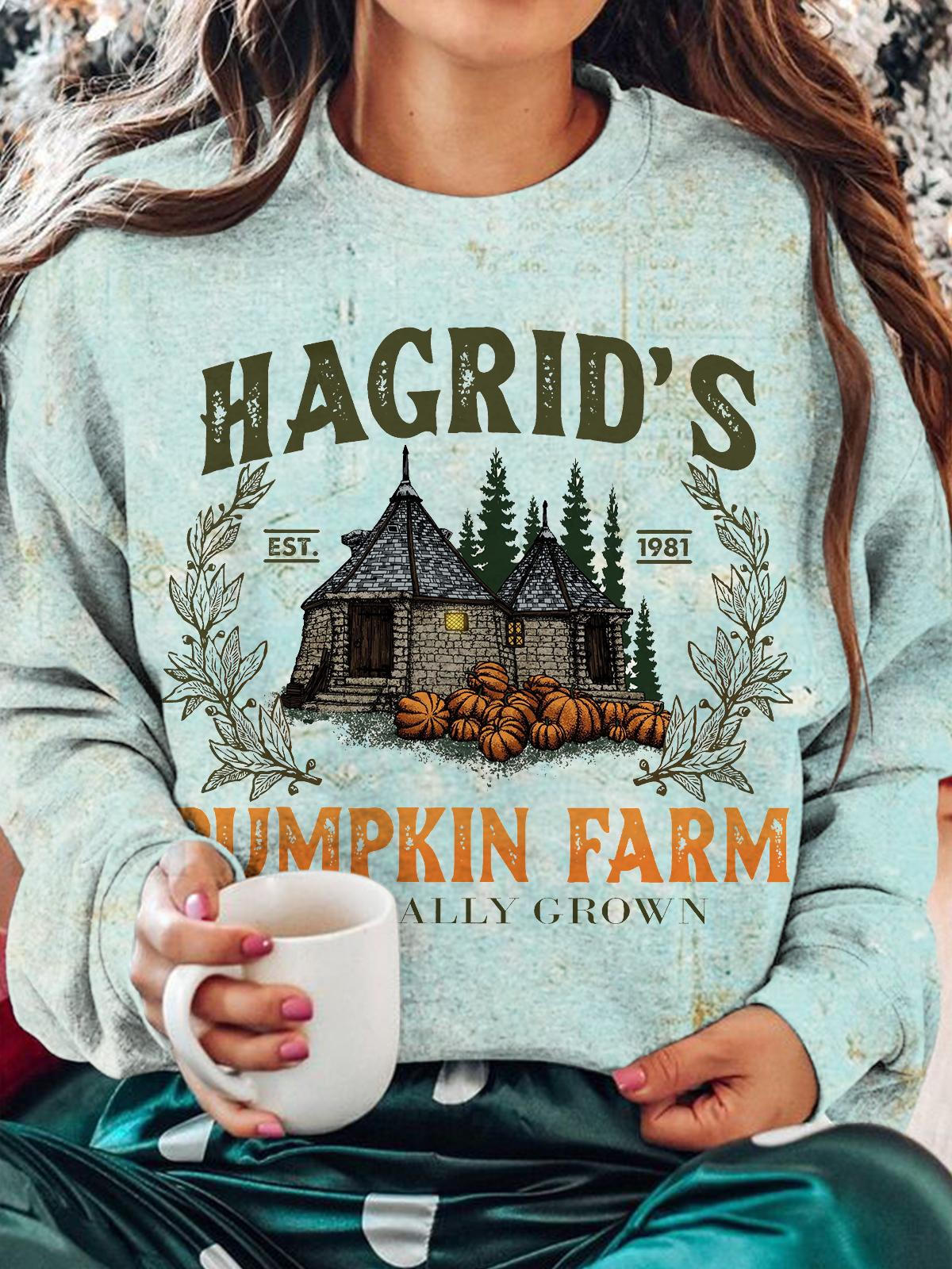 Women's Halloween Hagrid's 1981 Vintage Floral Print Long Sleeve Top