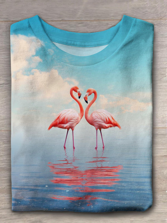 Flamingo Printed Crew Neck T-shirt