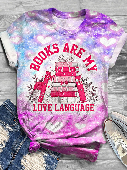 Books Are My Love Language Crew Neck T-shirt