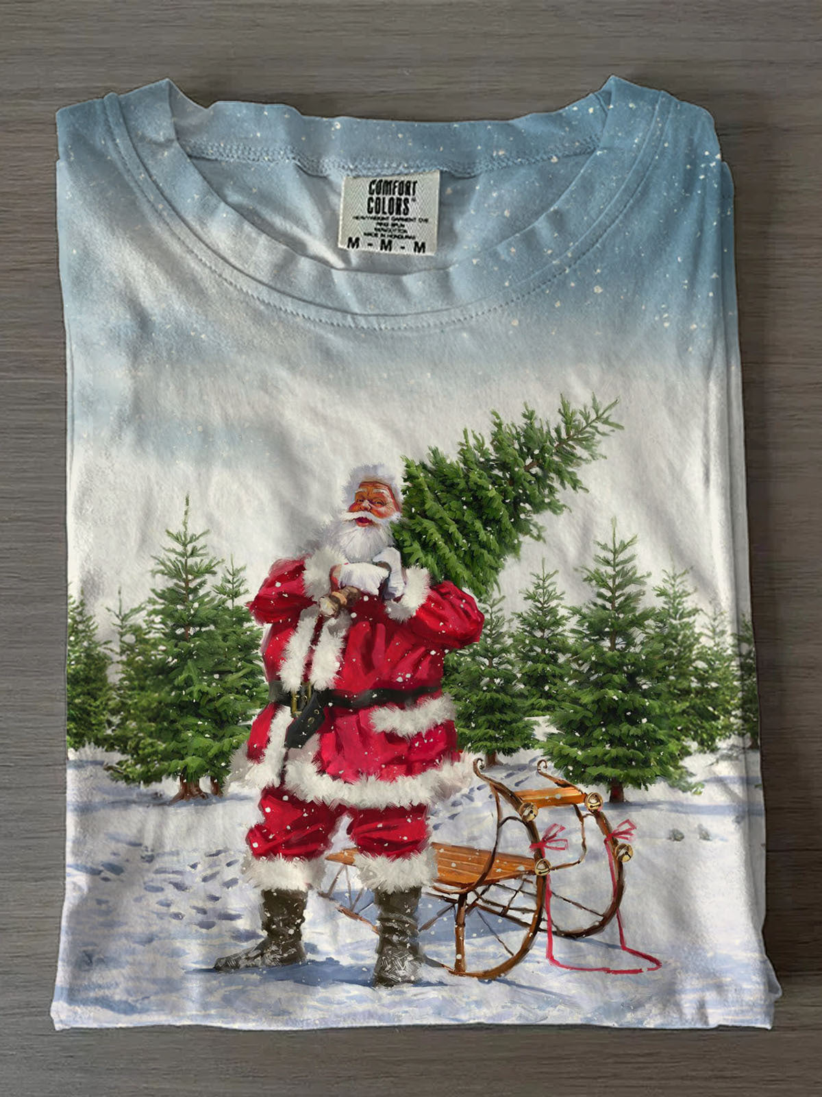 Women's Santa Claus Print Crew Neck T-shirt