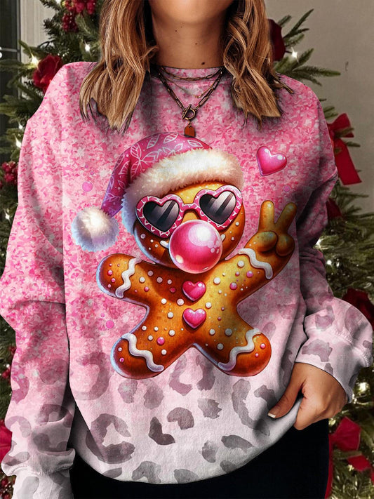 Merry Christmas Cookies Fun Sexy Print Long Sleeve Top