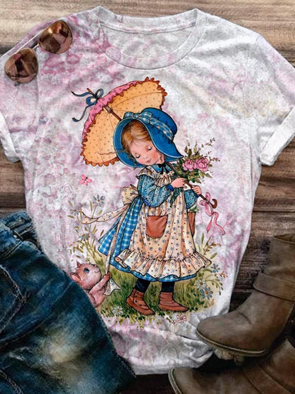 Holly Hobbie Retro Print Crew Neck T-shirt