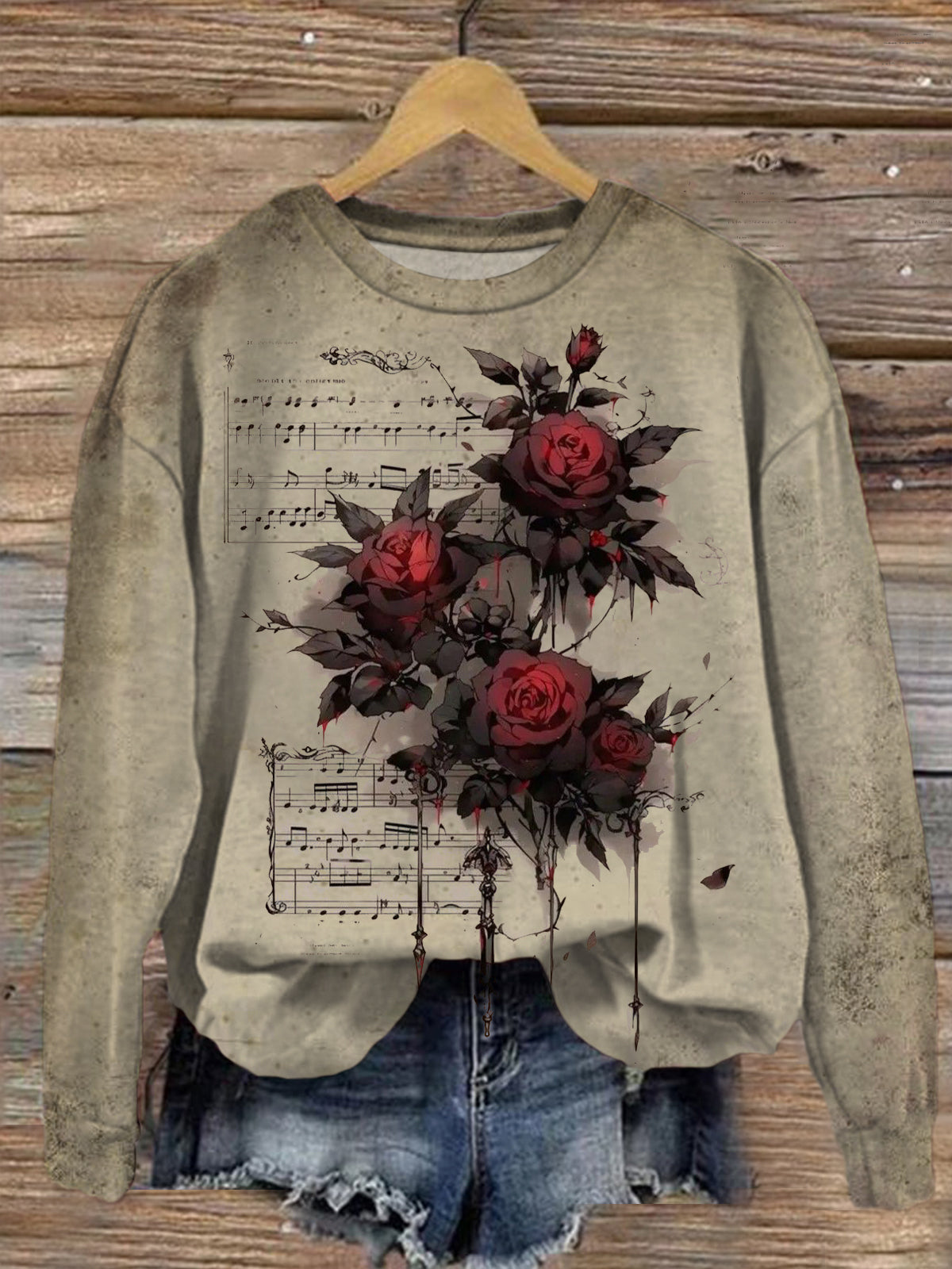 Women's Dark Rose Round Neck Long Sleeve Top