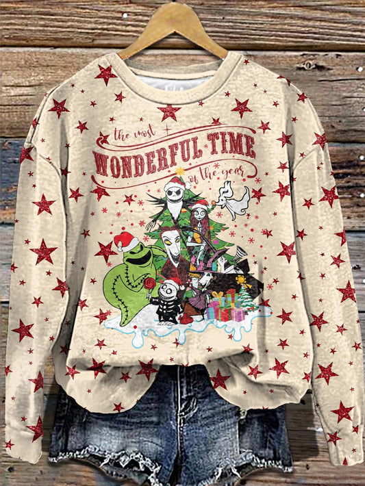 Women's Good Times Christmas Printed Crew Neck Casual Sweatshirt