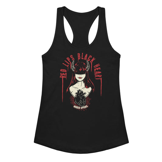 Red Lips Black Heart Tank